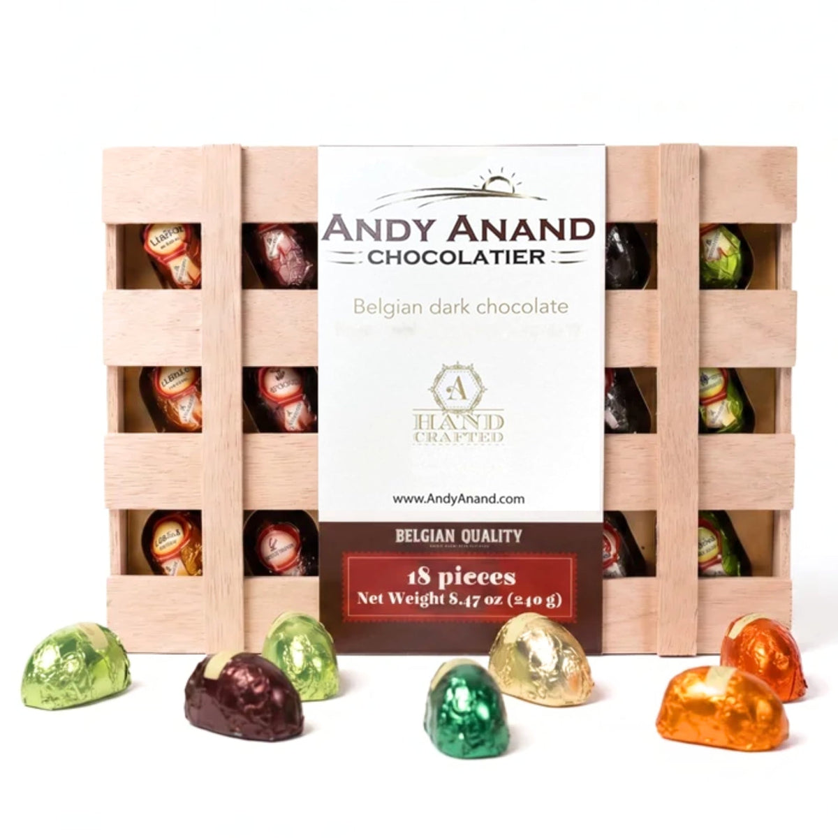 Andy Anand European Dark Chocolate Assortment, 18 pc – Premium Flavor-Inspired Selection, Rich & Intense Gourmet Chocolates, Birthday Gift