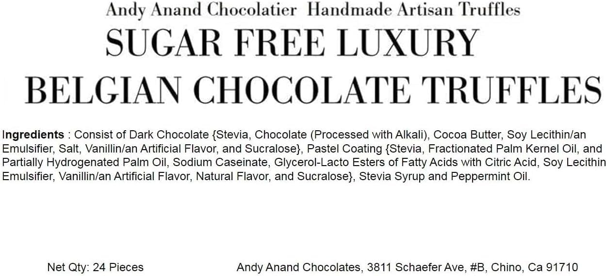 Andy Anand Sugar Free Belgian Chocolate Truffles | 24 Pieces, Gift Boxed | Made with 60% Rich Chocolate | You Won’t Believe It’s Sugar Free & Diabetic-Friendly! Perfect Chocolate Truffle Gift for Any Occasion