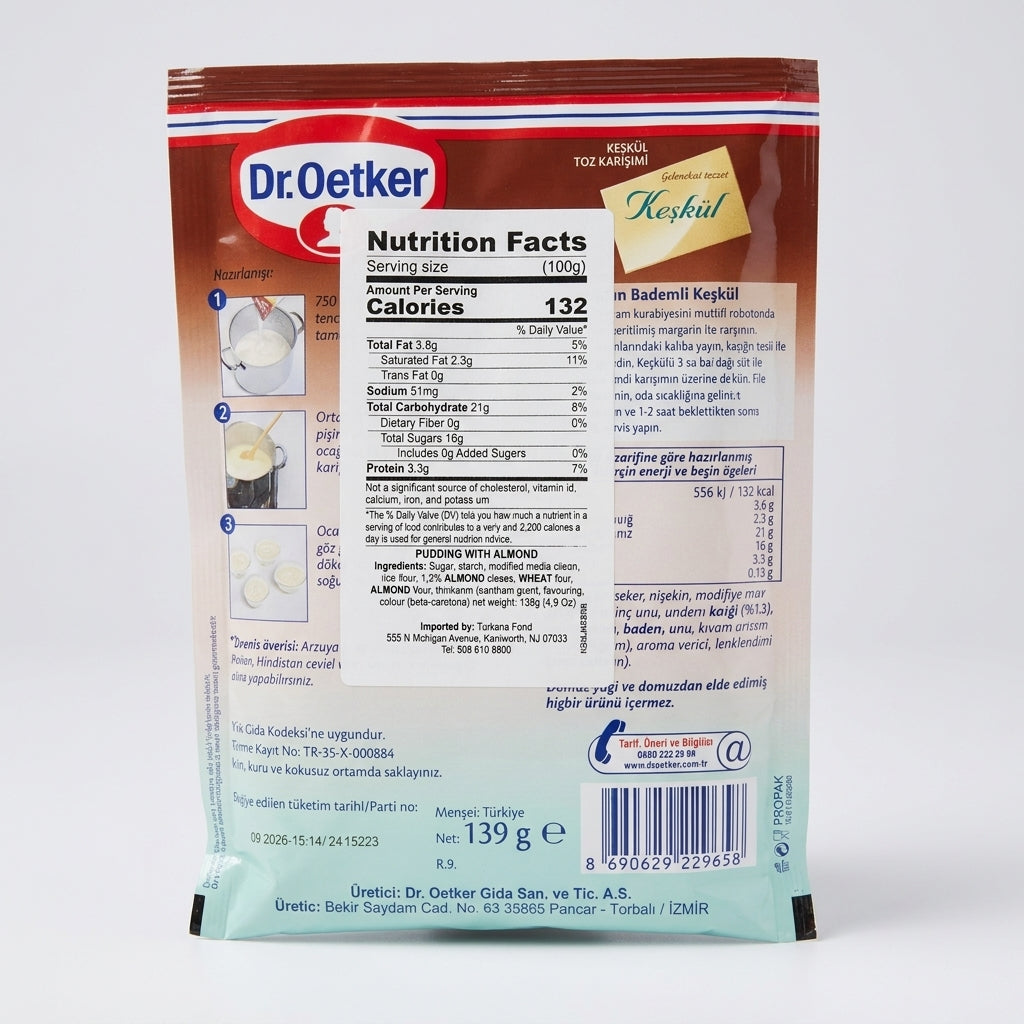 Dr. Oetker Keşkül 139g - Traditional Turkish Almond Pudding Mix