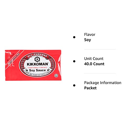 Kikkoman Soy Sauce Packets, Traditionally Brewed, 40-count