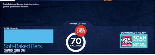 Fiber One 70 Calorie Soft-Baked Bars, Cinnamon Coffee Cake, Value Pack, 12 Bars, 10.6 oz