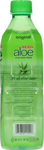 Iberia Aloe Vera Drink with Aloe Vera Pulp, Original, 16.9 fl oz (Pack of 24)