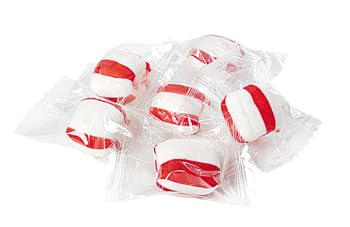 Soft Peppermint Puffs - 2 lbs of Red and White Individually Wrapped Creamy Peppermint Candy