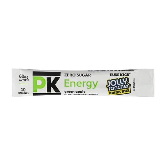 The Jel Sert Company Pure Kick Singles To Go Energy Drink Mix, Jolly Rancher Green Apple, 6 Sticks per Box, 0.76 Ounce (Pack of 6)