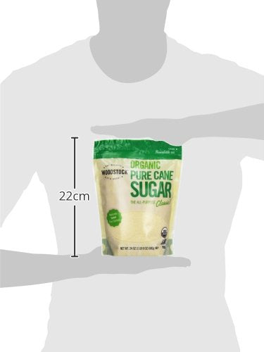 Woodstock, Evap Sugar Pure Cane, Granulated, At Least 95% Organic, 24 Oz
