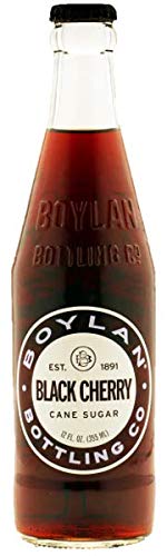 Boylan Bottling Black Cherry Soda, Pure Cane Sugar, 12 Fl Oz Glass Bottles, Pack of 12