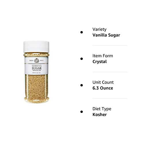 Pure Vanilla Sugar , All-Natural Gourmet Sweetener for Coffee, Tea, and Baking , 6.3 Oz Jar (Pack of 1)