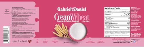Gabriel & Daniel Organic Instant Creamy Wheat Hot Cereal Cup - Non-GMO, Rich in Iron & Vitamin C, Pack of 12