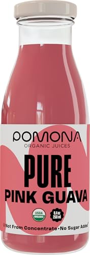 Pomona Organic Juices Pure Pink Guava Juice  8.4 Ounce Bottle (Pack of 12)  Cold Pressed Organic Juice  Non-GMO  No Sugar Added  Not from Concentrate  Gluten Free  Kosher Certified  Preservative Free