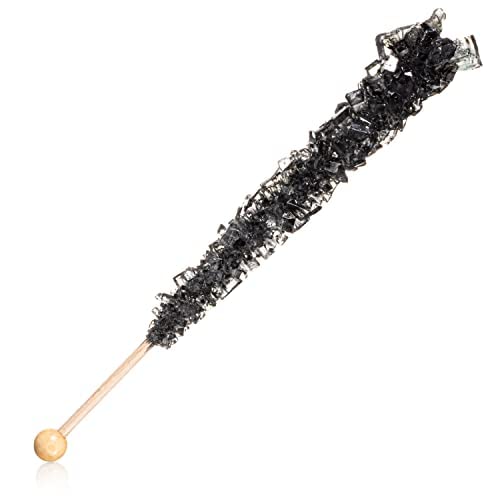 Candy Envy - Happy New Year Rock Candy Sugar Sticks - 18 Indiv. Wrapped - Gold, Black, White