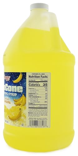 SNAPPY Sno Cone Syrup, 1 Gallon, Banana Flavor, Ready to Use, 12 Flavor Options, Model 33308GA