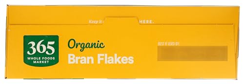 365 by Whole Foods Market Organic Bran Flakes Cereal, 15 OZ - Healthy Breakfast, High Fiber, Whole Grain, Non-GMO