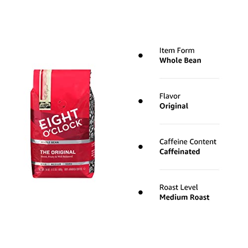 Eight O'Clock Coffee The Original, Medium Roast, Whole Bean Coffee, 24 Ounce (Pack Of 1), 100% Arabica, Kosher Certified