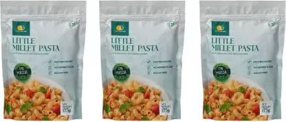 Orgabliss Little Millet - High Fibre and Protein Macaroni Pasta (Pack of 3, 525 g) No MSG | No Preservatives | Pure Natural Past