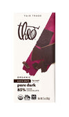 Theo Chocolate Pure Organic Dark Chocolate Bar, 85% Cacao, 1 Bar | Vegan, Fair Trade