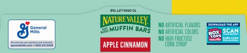 Nature Valley Soft-Baked Muffin Bars, Apple Cinnamon, Snack Bars, 5 Bars, 6.2 Oz