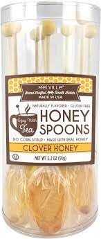 Melville Candy Soothing Honey Spoons for Tea - Individually Wrapped Real Honey Tea Spoons, (8 count) (Clover)