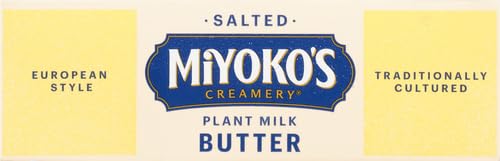 MIYOKOS CREAMERY Organic Salted Vegan Butter, European Style Cultured Plant Milk Butter, 8 Ounce (Pack of 1)