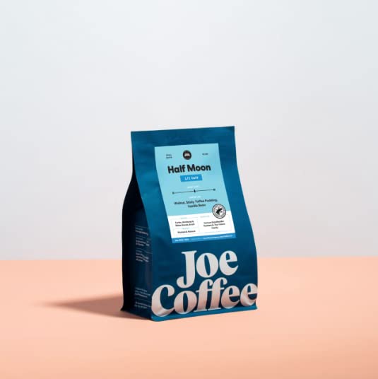 JOE COFFEE COMPANY Half Moon Half Caffeinated Ground Coffee, 12 oz Bag, Rainforest Alliance Certified, Kosher, Climate Friendly