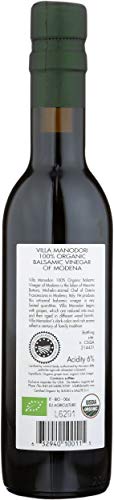 Villa Manodori Organic Balsamic Vinegar, Brown, 8.5 Fl Oz - Premium Quality, Authentic Flavor, Ideal for Culinary Use
