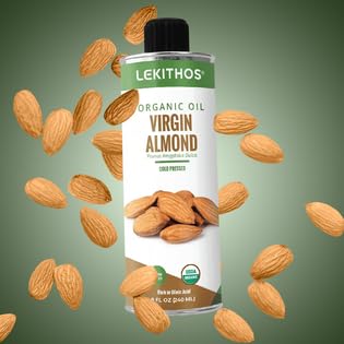 Lekithos Organic Sweet Almond Oil - 8 Fl. Oz. - Cold Pressed - Certified Usda Organic, Non-Gmo