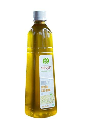 S Siddhagiris SATVYK THE HEALTH re STORE Organic Wood Pressed Sesame Oil 1 Litre (33.814 FL OZ) (Woodpressed Oil)