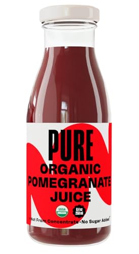 Pure Pomegranate Juice, 8.4 Ounce Bottle (Pack of 12), Cold Pressed Organic Juice, Non-GMO, No Sugar Added, Not from Concentrate