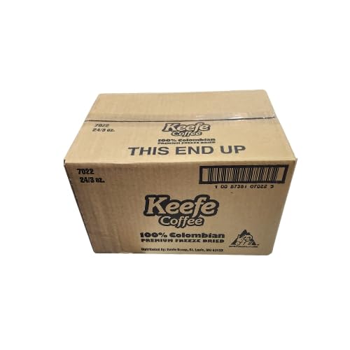 Keefe Coffee 100% Colombian Premium Freeze Dried Coffee, 3oz Sealed Bag, Pack of 24 - Rich Flavor, Convenient Packaging