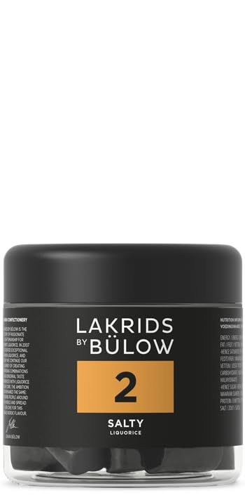 LAKRIDS BY BLOW - 2 - Black Licorice - Salty - 5.3 oz - Vegan Salmiak Licorice from Scandinavia - Gluten Free & Gelatine Free - Swedish Candy Alternative