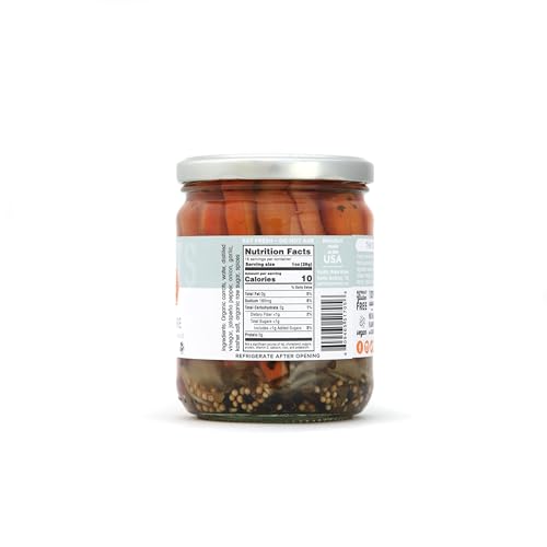 Carriots of Fire - Spicy Pickled Carrot Sticks with Jalapeo - Gourmet Carrots for Snacking - non-GMO, Kosher, Gluten-Free 16 oz