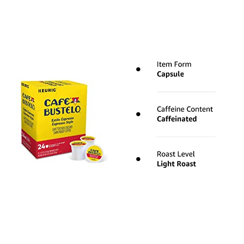 Cafe Bustelo Coffee Pods K-Cups, Espresso Style, 24 Count, Compatible with Keurig Machines