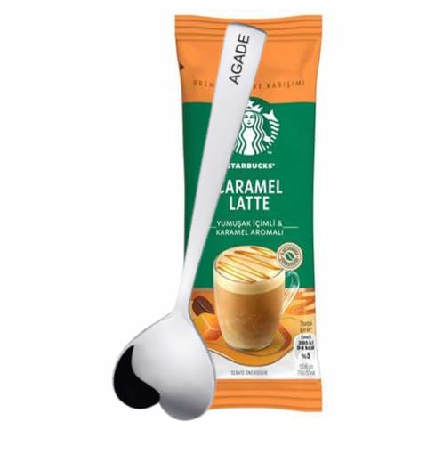 Caramel Latte instant coffee, Premium Coffee Blend,1 box contains 10 packets and 1 AGADE Coffee Spoon (1 Box (10 packets), Caram