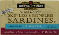 Crown Prince Skinless and Boneless Sardines in Water - 4.37 oz3