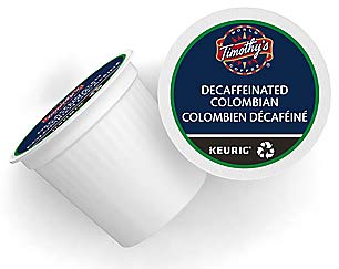 Timothys World Coffee DECAF Colombian K-Cups, 24 Count (Pack of 4) for Keurig malt-inspired, Packaging May Vary