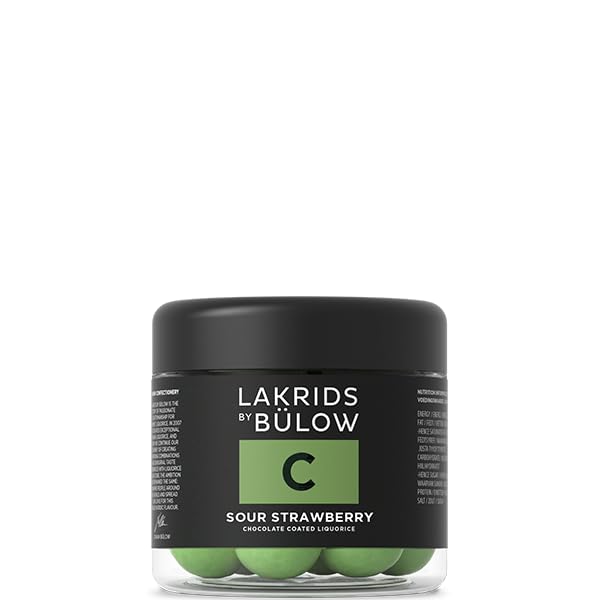 Lakrids By Blow - C - Sour Strawberry - 4.4 Oz - Chocolate Covered Gourmet Licorice - Red Licorice With White Chocolate & Sour Green Strawberry