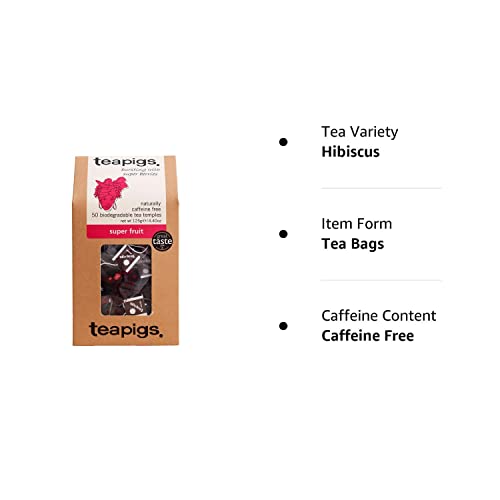 Teapigs Super Fruit Tea Bags, Caffeine-Free, 50 Count (Pack of 1), Natural Ingredients, Model 5416