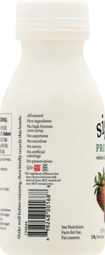 siggis Probiotic Drinkable Whole Milk Yogurt, Strawberry, 8 oz. - Single Serving, Only 5 Ingredients