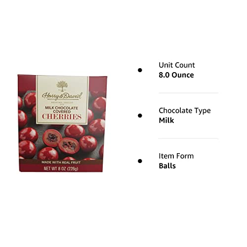 Harry And David, Milk Chocolate Covered Cherries, 8 Ounces.