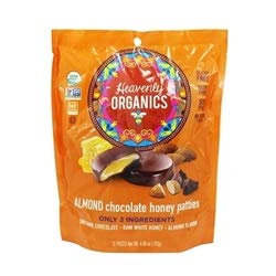 Heavenly Organics Almond Chocolate Honey Patties, Made With 100% Organic Cocoa And 100% Organic Raw White Honey; Non-Gmo, Fair Trade, Kosher, Dairy & Gluten Free, No Sugar Added 12 Per Bag -3 Pack