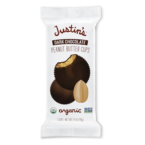 JUSTINS Organic Dark Chocolate Peanut Butter Cups  12 Pack (2 cups each)