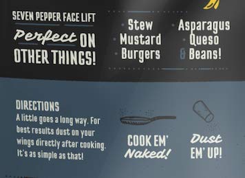 Kosmos Q Seven Pepper Face Lift Wing Dust - 5 Oz Bag For Wings, Popcorn & More - Dry Bbq Hot Wings Rub With 7-Pepper Blend, Garl