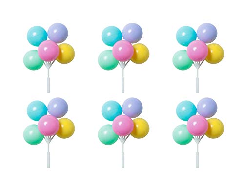 Pastel Balloon Cluster Cake Or Cupcake Topper Picks - Pack Of 6