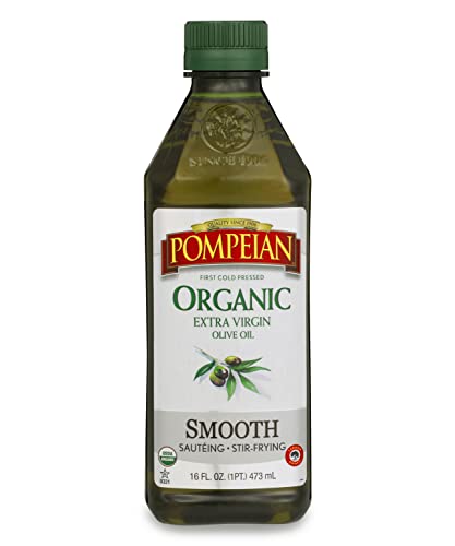 Pompeian Usda Organic Smooth Extra Virgin Olive Oil, Contains Polyphenols, First Cold Pressed, Smooth, Delicate Flavor, Perfect For Sautéing & Stir-Frying, 16 Fl. Oz