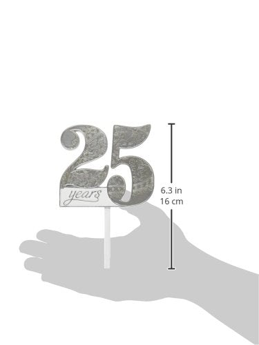 Lillian Rose 25th Anniversary Decor Number Cake Topper, White