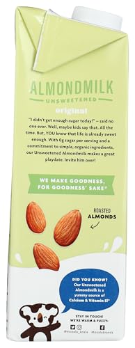 Mooala Brands Plant Based Beverage, Unsweetened Original Almondmilk (6 Pack) | Organic Plant Based Beverage | Dairy Free, Gluten Free, Organic, Kosher |