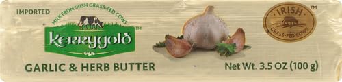 kerrygold Imported Garlic and Herbed Butter AllNatural Butter Made with Milk from GrassFed Cows, Sweet, 3.5 Ounce