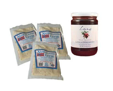 Norsland Lefse (Three - 8oz Packages) with Lingonberries