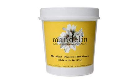 Mandelin Princess Torte Green Marzipan Modeling Paste, 33% Almonds, 67% Sugar (Green, 1 lb)