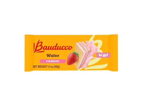 Bauducco Wafer Cookies, Strawberry, Single Serve, 14.1 Oz (Pack Of 10) - Individually Wrapped Crispy Wafers - Triple-Layer Cream