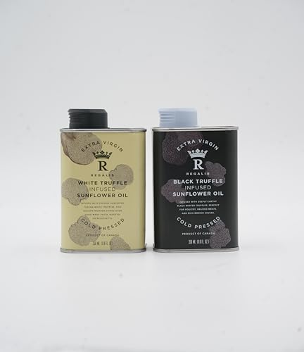 Regalis Cold Pressed Black Truffle Oil, Gourmet Finishing Oil, Non-GMO, 350ml, Premium Metal Tin